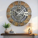 The Gears Clock Real Moving Gear Wall Clock England Line (Wood & Stone, 24 inches (60 cm)) by CozyNest Decor