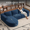 Modular Sectional Sofa with L-Shape Chaise,Cloud Sectional Modern Sleeper Couch with Deep Seat,Sponge Compression Sofas No Assembly Required (Blue-Corduroy Fabric) 1PCS by CozyNest Decor