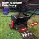 Suchtale Upgrade Push Lawn Spreader for Compost & Peat Moss, Organic Fertilizer Applicator with Rotating Blades, Adjustable Rate Metal Mesh Basket Topdresser by GreenHaven Gardens