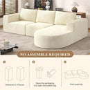 Modular Sectional Sofa with L-Shape Chaise,Cloud Sectional Modern Sleeper Couch with Deep Seat,Sponge Compression Sofas No Assembly Required(Beige-Corduroy Fabric) 1PCS by CozyNest Decor