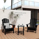 WO Home Furniture Adirondack Chairs Table Set of 3 PCS Outdoor Folding Chairs Side End Table Weather/UV Resistant for Lawn, Garden, Bon Fire, Balcony (Black) by GreenHaven Gardens