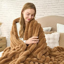 Cozy Bliss Faux Fur Throw Blanket for Couch, Cozy Warm Plush Striped Blanket for Sofa Bedroom Living Room, 60 * 80 Inches Toasty Brown by CozyNest Decor
