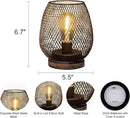 2 Pack Battery Operated Lamp Outdoor Table Lantern,Metal Cage Cordless Lamps with LED Bulb for Weddings Parties Patio Events Indoor Outdoor Patio Bedroom Living Room(Bronze) by GreenHaven Gardens