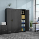 71" Tall Metal Pantry Cabinet with 4 Adjustable Shelves and Gold Handles Heavy-Duty Steel Storage for Kitchen, Dining Room or Office by CozyNest Decor