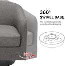 Swivel Barrel Accent Chair, Modern Round Linen Arm Chair for Living Room, Bedroom, Comfy Club Reading Chairs for Adults（Linen Fabric, Grey, Set of 2 by CozyNest Decor