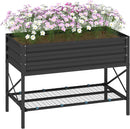 Outsunny Raised Garden Bed with Galvanized Steel Frame, Storage Shelf and Bed Liner, Elevated Planter Box with Legs for Vegetables, Flowers, Herbs, Dark Gray by GreenHaven Gardens
