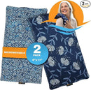 SunnyBay Small Microwave Heating Pad, Microwavable Versatile Heated Neck and Shoulder Wrap for Back Pain and More, Moist Heat Cotton-Fleece Pad, 6x11 Inches, Whispy and Royal Flower, Pack of 2 by CozyNest Decor