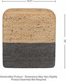 REDEARTH · Cube Pouf Foot Stool Ottoman - Jute Braided Pouffe Poof Accent Sitting Footrest for The Living Room, Bedroom, Nursery, Patio, Lounge & Other Rooms, Set of 2(14.5”x14.5”x16”; Natural Gray)
