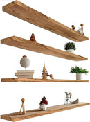 48 Inch Floating Shelves for Wall Rustic Light Wood Wall Shelves for Bedroom Set of 4 by CozyNest Decor