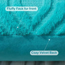 decorUhome Fall Throw Pillow Covers 22x22 Inch Set of 2, Soft Plush Decorative Faux Fur Turquoise Solid Couch Pillow Covers, Accent Farmhouse Neutral Square Euro Pillow Cases for Sofa Bed Living Room by CozyNest Decor