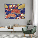 HZOHNAGO Japanese Tapestry Art Abstract Colorful Cherry Blossom Blue Background Pattern Printed Wall Tapestry Painting Wall Hanging for Bedroom Living Room Dorm 40" W x 30" H by CozyNest Decor