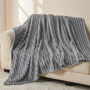 NEWCOSPLAY Super Soft Twin Blanket Light Grey Premium Silky Flannel Fleece 3D Ribbed Jacquard Lightweight Bed Blanket All Season Use (Light Grey Ribbed, Twin(60"x80")) by CozyNest Decor