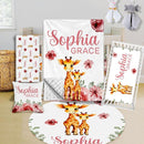 Custom Crib Bedding Set - Giraffe Design Personalized Name Baby Nursery Bed 3 Pcs Set - Chic Soft Blanket with Dotted Backing, Sheet, Pillowcase for Newborn Girls Boys Gifts Color20 by TinyTreasures Baby Boutique