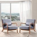 INZOY Mid-Century Modern Accent Chair Set of 2, Dark Grey Living Room Chairs with Waist Cushion, Upholstered Reading Armchair for Bedroom Sunroom by CozyNest Decor