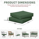 Patio Chair Cushions 17 X 16 X 3 Inch Waterproof Outdoor Seat Cushions for Patio Furniture, Outdoor Sofa Couch Pads with Ties & Handle, Set of 2, Green by GreenHaven Gardens