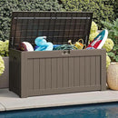 JUMMICO 120 Gallon Resin Deck Box, Large Outdoor Storage Box Waterproof & Lockable for Garden, Patio, Pools (Brown) by CozyNest Decor