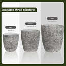 Craft flowerpots 16"+12"+10" Dia Round Concrete Planter Set of 3 Large Outdoor/Indoor Planter Pots Containers with Drainage Holes and Rubber Plug for Home Garden (Grey, Large) by CozyNest Decor