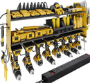 Suchtale Power Tool Organizer with Charging Station,33.2" Garage 8 Drill Holders Wall Mount,3 Layers Heavy Duty Metal Tool Shelf with 8 Outlets Power Strip, Gift for Men, Father, Yellow by GreenHaven Gardens