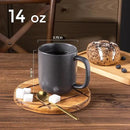 AmorArc 14oz Coffee Mugs Set of 6, Ceramic Coffee Mugs with Large Handle & Wavy Rim for Latte/Hot Cocoa/Tea, Stylish Coffee Cups for Men Women. Oven,Dishwasher&Microwave Safe, Dark Gray by CozyNest Decor