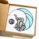 HDCRYSTALGIFTS Glass Elephant Ornament Stained Glass Window Hanging Decor, Modern Design Elephant on Moon with Star Collectibles Handcrafted Sun Catcher Gifts for Birthday Women by GreenHaven Gardens
