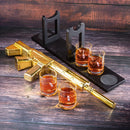AR15 Gold Whiskey Decanter Set with 4 Bullet Whiskey Glasses
