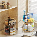 LAMU 2 Pack 2 Tier Lazy Susan Turntable Organizer 9.25'' Rotating Spice Rack Organization for Cabinet, Kitchen, Pantry, Countertop, Bathroom, Vanity, Medicine Cabinet Organizer, Amber by CozyNest Decor