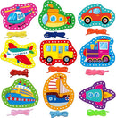 9 Pieces Kids Lacing Cards, Double Sided Vehicle Sewing Cards with 9 Colorful Laces, Imagination Development Lacing Toys Games for Children Educational and Learning Activity by TinyTreasures Baby Boutique