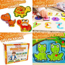7 Pack Wooden Puzzles for Toddlers 2 3 4 5 Years Old - 7 Colorful Chunky Wood Peg Puzzles for Kids Ages 2-5, Alphabet Shape Numbers Fruits Sea Animals Dinosaur Zoo - Educational Toddler Learning Toys by TinyTreasures Baby Boutique