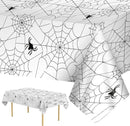 2 Pcs Halloween Tablecloth - Plastic Halloweens Spider Webs Table Cloth, White Disposable Rectangle Spiderweb Table Cover for Halloween Party Decorations Supplies Favors Tables Decor, 108 x 54 Inch by CozyNest Decor