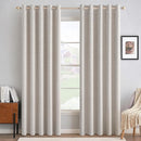 MIULEE 100% Blackout Linen Textured Curtains for Bedroom Solid Thermal Insulated Ivory Grommet Room Darkening Curtains & Drapes Luxury Decor for Living Room Nursery 62 x 90 Inch (2 Panels) by TinyTreasures Baby Boutique