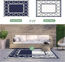 GENIMO 6' x 9' Outdoor Rug Waterproof for Patio Decor, Foldable Reversible Plastic Straw Area Rugs Mat for Camper, Outside Carpet for Rv, Deck, Porch, Picnic, Beach, Balcony, Blue & Grey by GreenHaven Gardens