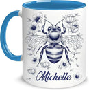 Hyturtle Personalized Floral Bee Mug - Bee Keeper Gifts For Women Lovers Teacher - Honey Gifts For Beekeeper Farmer On Birthday - Queen Honeycomb Decor - Custom Coffee Cup Ceramic Mug 11 Oz 15 Oz by CozyNest Decor