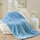 NEWCOSPLAY Faux Fur Throw Blanket Blue Bubble Blanket Thick Warm Soft for Couch Sofa Bed 550GSM (Blue, Throw(50"x60")) by CozyNest Decor