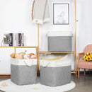 Bidtakay Extra Large Storage Baskets for Organizing 17x12x15.1 inch 3-Pack Fabric Closet Organizers Storage Bins with Handles Foldable Storage Baskets for Shelves Clothes XL-White&Grey by TinyTreasures Baby Boutique