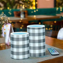 Flickering Flameless Candles, Black White Buffalo Plaid LED Candles with Remote Timer, Set of 2 Battery Operated Candle for Valentine Wedding Birthday by GreenHaven Gardens