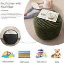 HIGOGOGO Round Stuffed Pouf Ottoman, Corduroy Poufs with High-Density Foam Filling, Furry and Fluffy Pouf Foot Stool Storage Ottoman, 20 X 15 Floor Poufs Foot Rest for Living Room, Green by CozyNest Decor