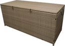 Oakland Living Tan Indoor and Outdoor Balcony Patio Deck Porch Pool 113 Gallon Wicker Storage Box Trunk Bin with Metal Frame by GreenHaven Gardens