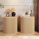 AVZEAR Small Round Side Table Fluted Night Stand Set of 2, Modern Boho End Table with Storage, Circle Bedside Tables Wood Nightstands for Small Spaces, Living Room, Bedroom (Nature) by CozyNest Decor