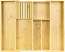 VaeFae Bamboo Kitchen Drawer Organizer, Wooden Utensil Tray with Multiple Compartments, Cutlery and Silverware Storage by CozyNest Decor