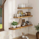 Axeman Floating Shelves for Wall - 32''W x 8'' D Rustic Solid Elm Wood Shelves for Storage, Wall Mounted Display Shelving with Invisible Heavy-Duty Metal Bracket (Natural, 2PCs)
