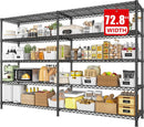 REIBII 72.8" W Storage Shelves Load 1600LBS, 5 Tier Metal Shelving Unit Wire Shelving for Storage Rack Heavy Duty Metal Shelves for Garage Pantry Kitchen, 17.7" D x 72.8" W x 70.9" H by GreenHaven Gardens