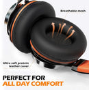 Kids Headphones, Headphones Wired with Microphone and Volume Control Folding Stereo Corded On-Ear 3.5mm Headset for Boys Girl Cellphones Tablets Chromebook Laptop Computer (Black/Orange) by TinyTreasures Baby Boutique