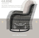 3 PCS Patio Furniture Set - Mixed Grey Wicker Swivel Rocking Chairs with Side Table, Furniture Set for Outdoor by GreenHaven Gardens