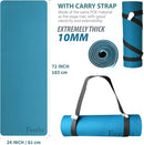 Extra Thick Exercise Yoga Mat with Strap - 2/5 Inch (10MM), Non-Slip Workout Mat for Yoga, Pilates, and Floor Exercises by TinyTreasures Baby Boutique