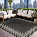 Beverly Rug Outdoor Rug 8x10 Modern Bordered Area Rugs for Indoor and Outdoor Patio Deck Porch Garden Waterproof Weather Sun Resistant Washable Outside Carpet (8 x 10 Dark Gray) by CozyNest Decor