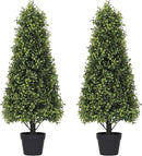 3ft Artificial Boxwood Topiary Trees (Set of 2) - UV Resistant Faux Plants Outdoor, Realistic 36in Fake Cone Bushes and Shrubs for Front Porch, Planter, Patio - Low Maintenance & Evergreen by GreenHaven Gardens