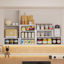 Expandable Spice Rack,Stackable Storage for Cabinet, Multi-Functional Kitchen Shelving,Height-Adjustable,Sustainable Organizer Solution(2Packs/White/Large) by CozyNest Decor