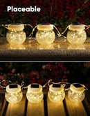Solar Lantern Solar Lights Outdoor Waterproof 6-Pack, Solar Powered Hanging Lights Cracked Glass Hanging Globes for Christmas Decoration, Shepherd Hook, Garden Tree Ornaments, White Cap, Warm White by GreenHaven Gardens