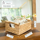 VATIMA Hyacinth Small Wicker Basket 11.6x8.1x4.9" - Bathroom Organizer, Wooden Handle, Decorative Storage by CozyNest Decor