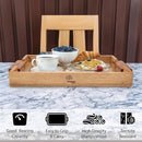 Mango Acacia Wood Serving Trays with Handles – Set of 2 Large Decorative Wooden Trays for Breakfast in Bed, Dinner, Snacks, Coffee Table, Ottoman, Couch & Patio Party – (16x10x1.75 & 8x12x1.75) Inches by CozyNest Decor